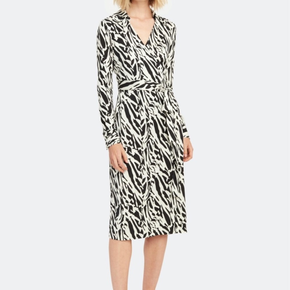 Diane Von Furstenberg Power Silk Midi Faux Wrap Dress 4